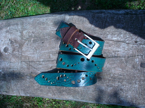 Handmade-KERTAG® kožený opasek AQUA — foto 4