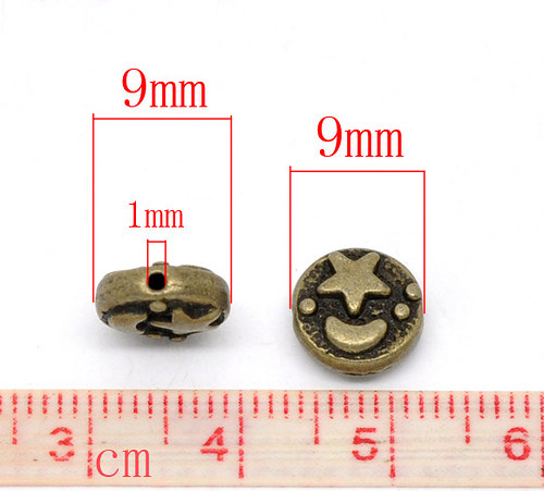 Kovový korálek bronz 9x4mm/6ks — foto 2