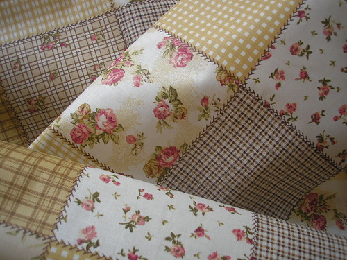Látka - metráž - HNĚDO - BÉŽOVÝ PATCHWORK — foto 2