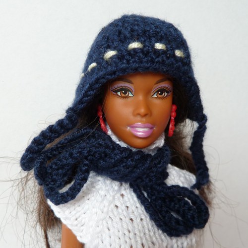 Tmavěmodrá ušanka a šála pro Barbie 50% sleva — foto 5