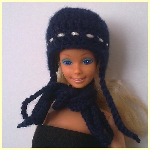 Tmavěmodrá ušanka a šála pro Barbie 50% sleva — foto 6