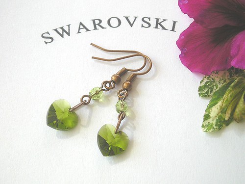 Swarovski náušnice Olivine...SLEVA — foto 2