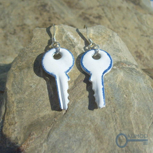 Klíčové náušnice MODRÝ PLECHÁČEK — foto 3