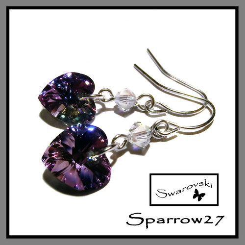 Swarovski srdíčka - lila třpyt — foto 4