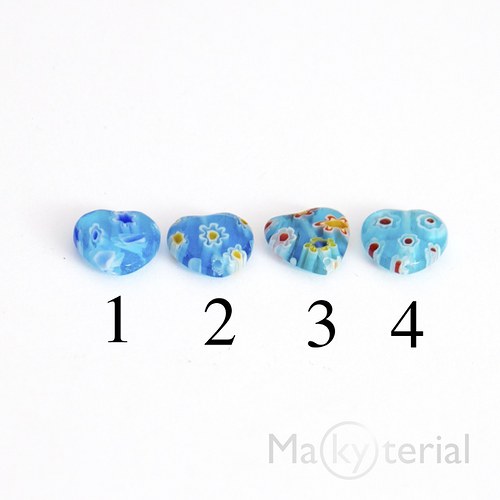 Millefiori srdíčka 12mm- mix barev - 10 ks — foto 3