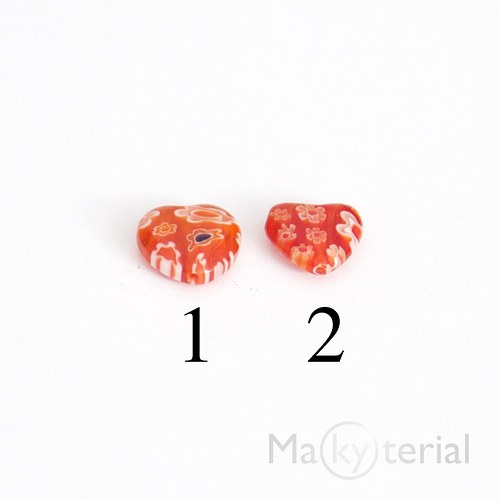 Millefiori srdíčka 12mm- mix barev - 10 ks — foto 4