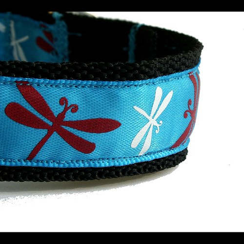 Modrý obojek s vážkami 25 - 35 cm — foto 2
