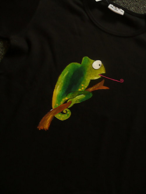 Tričko S Ručně Malovaným Chameleonem!! — foto 2