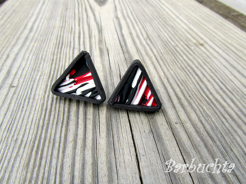 Náušnice BLACK & WHITE & RED — foto 2