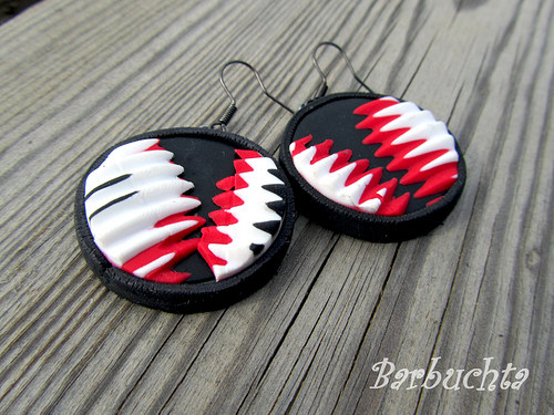 Náušnice BLACK & WHITE & RED — foto 3