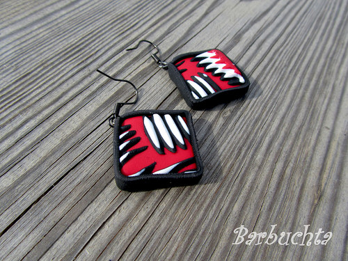 Náušnice BLACK & WHITE & RED — foto 2