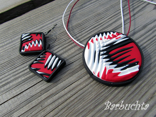 Náušnice BLACK & WHITE & RED — foto 3