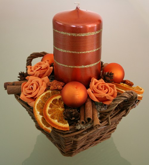 Vánoční svícen oranžovohnědý — foto 3