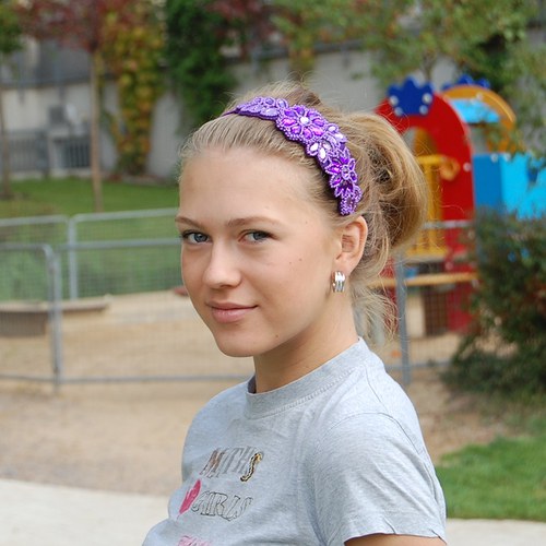 Fialová kytice ... čelenka — foto 6
