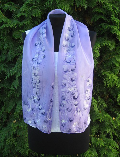 EVEMODE - hedvábný šál "Viola design" — foto 2