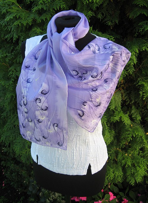 EVEMODE - hedvábný šál "Viola design" — foto 3