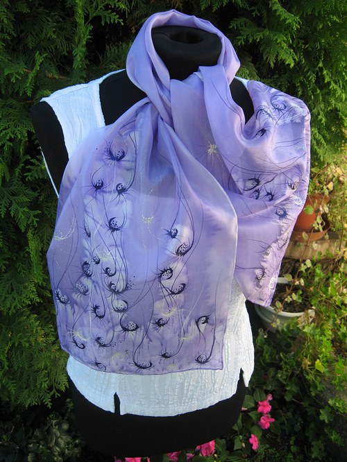 EVEMODE - hedvábný šál "Viola design" — foto 4