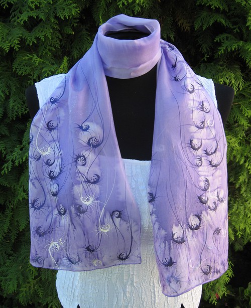 EVEMODE - hedvábný šál "Viola design" — foto 5