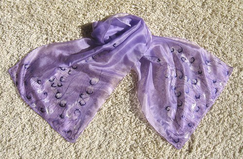 EVEMODE - hedvábný šál "Viola design" — foto 6
