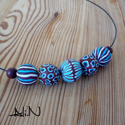 Korále Brown Blue Stripes — foto 2