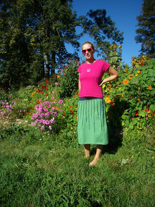 Sukýnka úpletová zelená — foto 3