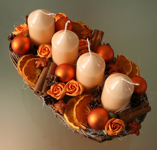Adventní svícen oranžový — foto 2