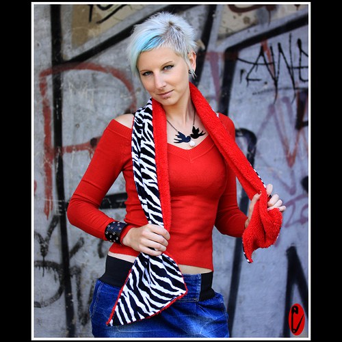 Zebra/red minky šála — foto 2