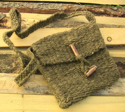 Khaki Tkaná Kabelka — foto 2