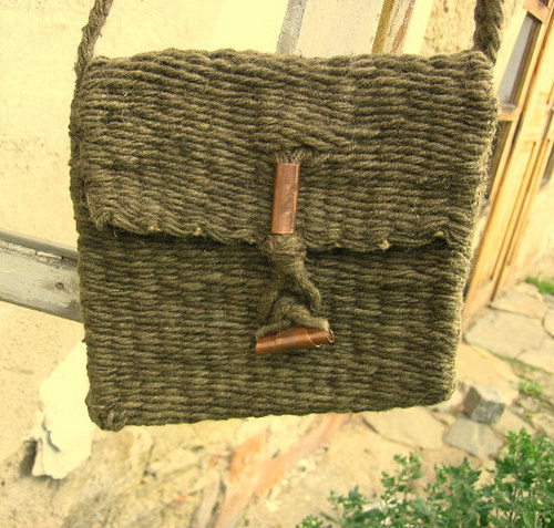 Khaki Tkaná Kabelka — foto 4