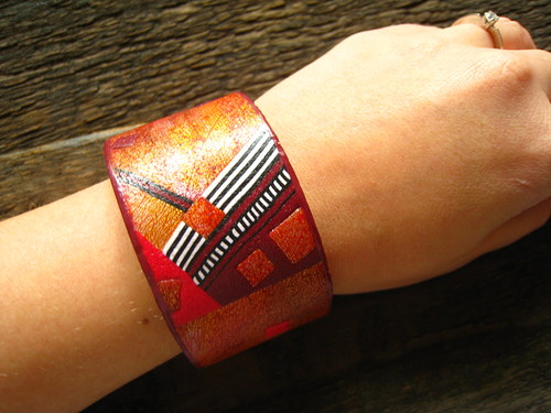Náramek Cuff "Podzimní geometrie" — foto 6