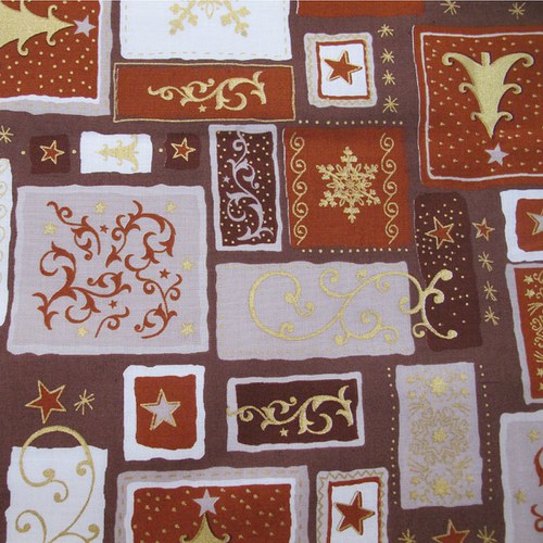 Vánoční patchwork hnědý/zlatý — foto 2