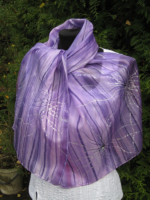 EVEMODE - hedvábný šál "Viola design2" — foto 3