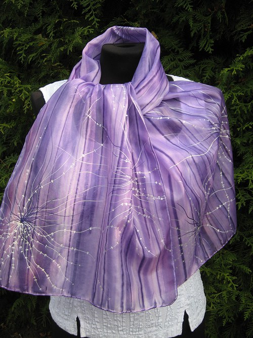 EVEMODE - hedvábný šál "Viola design2" — foto 4