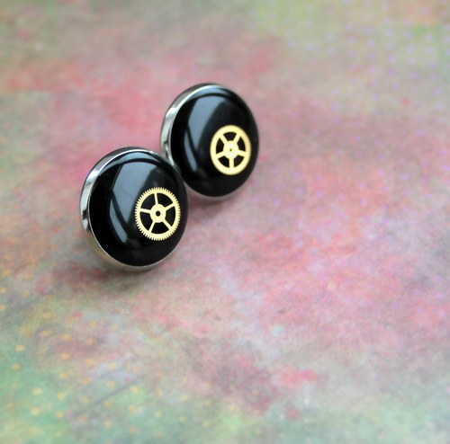 Steampunkové náušky /black/ — foto 2