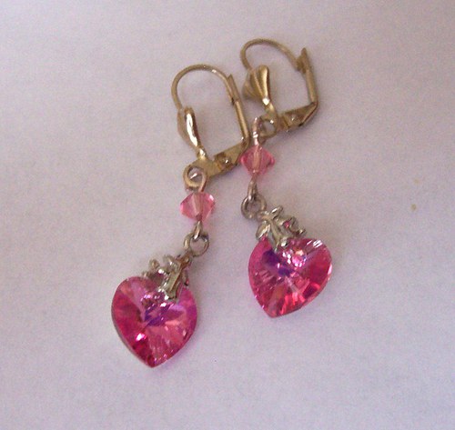 Růžová srdíčka Swarovski — foto 2
