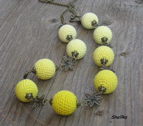 Vintage háčkované korále,,BLATOUCHY,, — foto 2