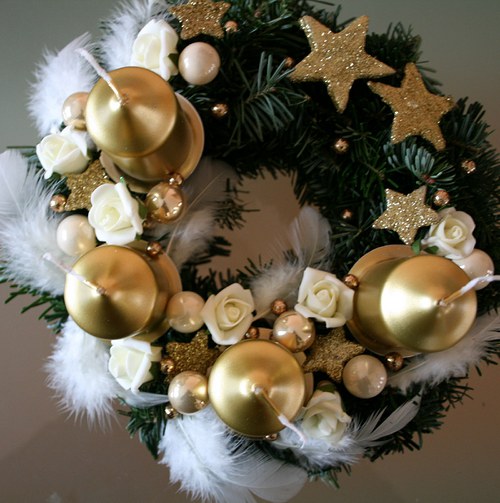 Adventní věneček krémovozlatý II. — foto 3