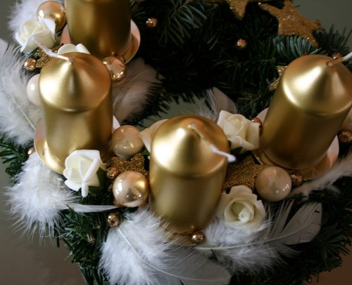 Adventní věneček krémovozlatý II. — foto 4