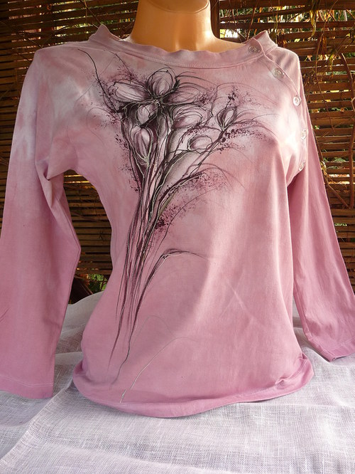 Dámské triko , růžová orchidea(XL) — foto 2