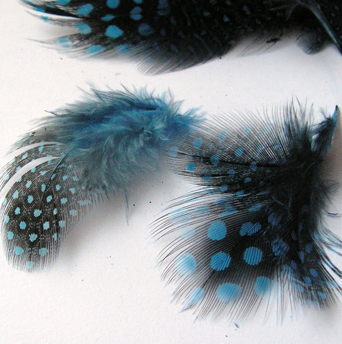 Peříčka perličky - modrá 4-8cm-4ks — foto 2