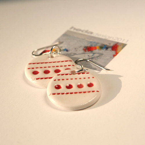 Dotty red (naušky z porcelánu) SLEVA — foto 2
