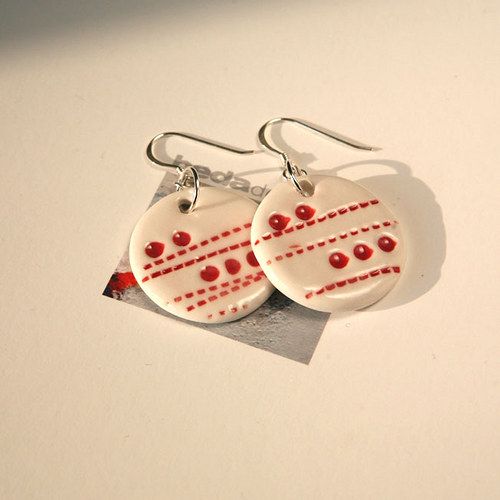 Dotty red (naušky z porcelánu) SLEVA — foto 4