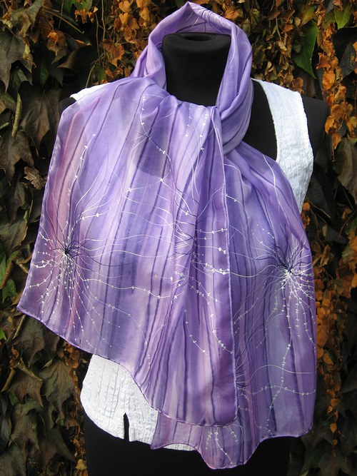 EVEMODE - hedvábný šál "Viola design2" — foto 6