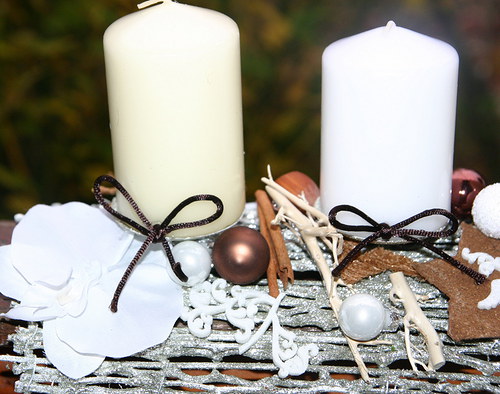 Adventní svícen bílo-hnědý — foto 2