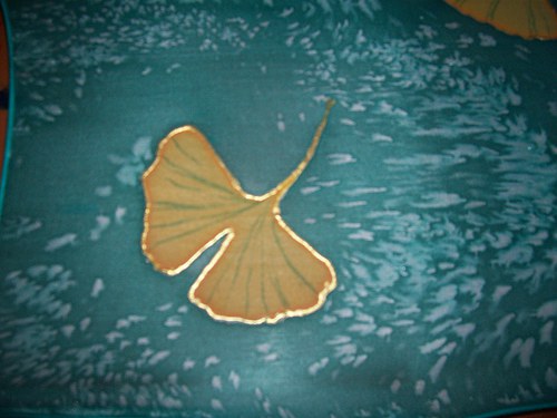 Hedvábný šál - Listy ginkga — foto 4