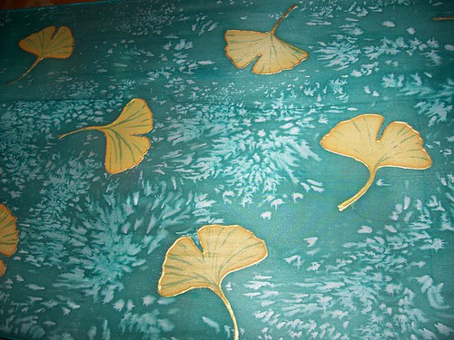 Hedvábný šál - Listy ginkga — foto 5