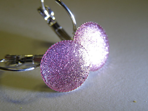 Růžové glitter naušnice — foto 2