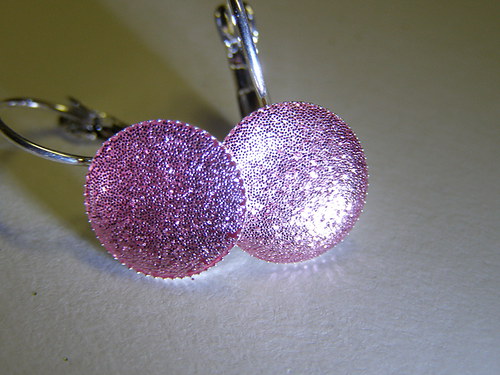Růžové glitter naušnice — foto 3