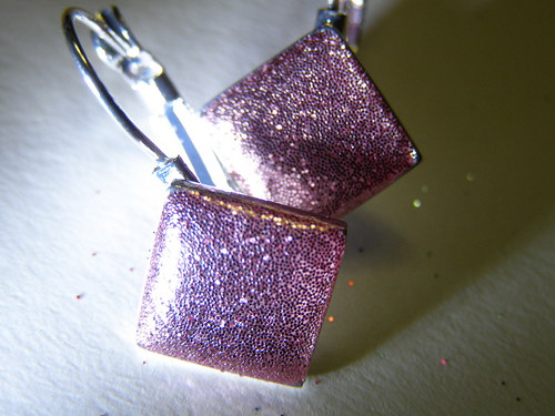 Koso naušnice pink glitter — foto 2