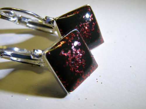 Koso naušnice černé s glittry — foto 2